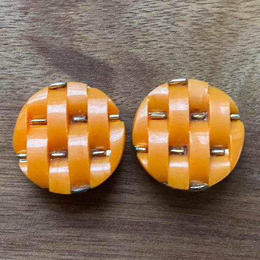 Vintage Clip on orange thermoset clip on earrings