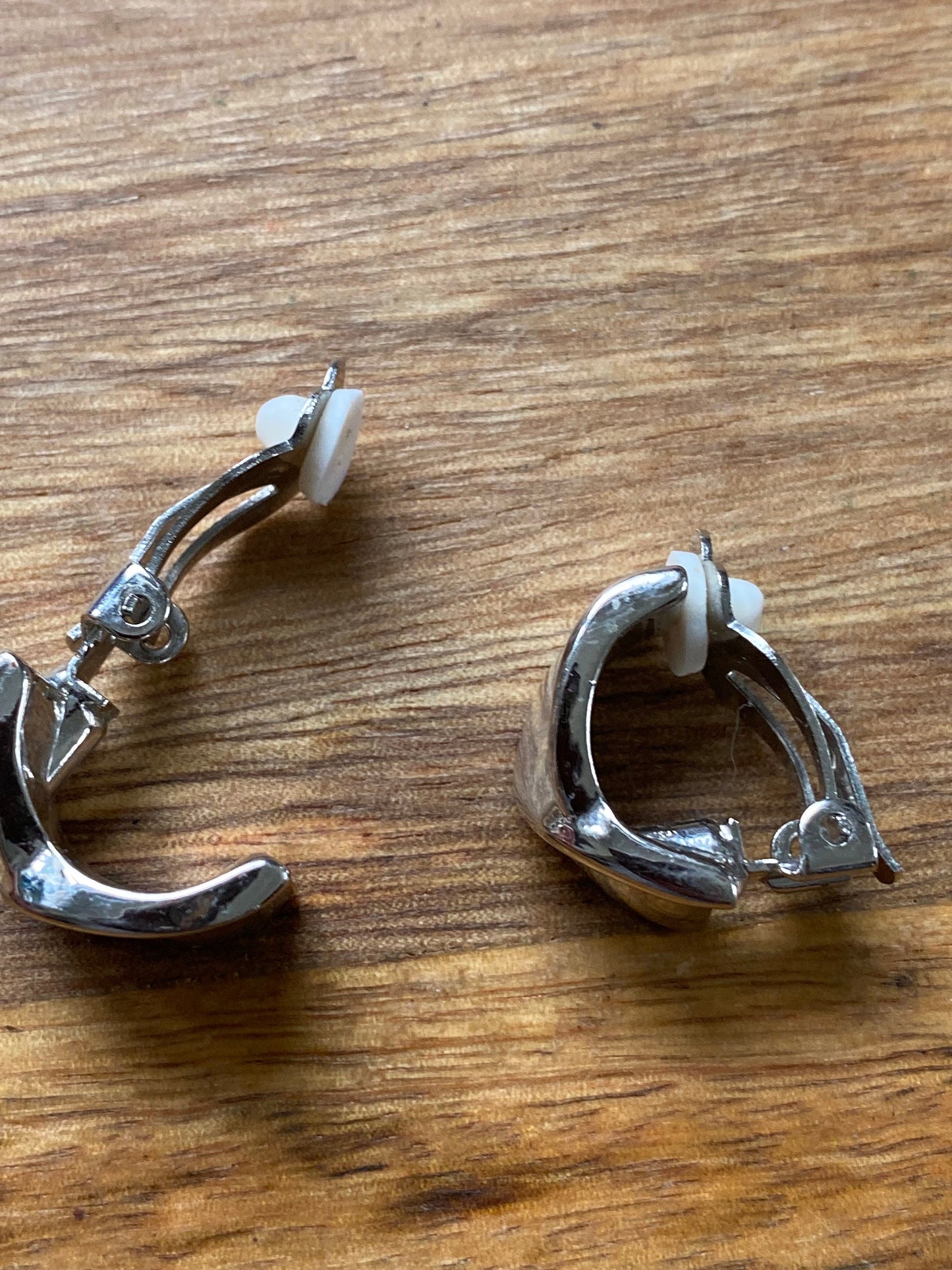 Vintage clip on silver half hoop earrings