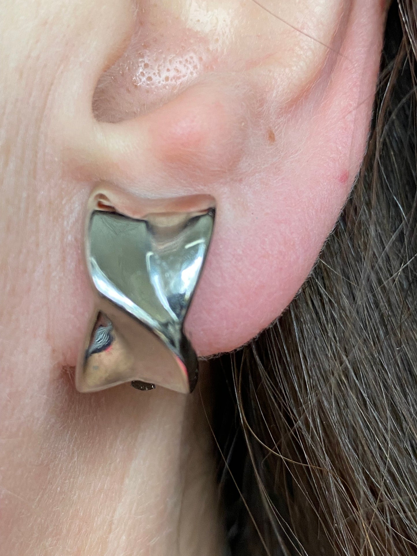 Vintage clip on silver half hoop earrings