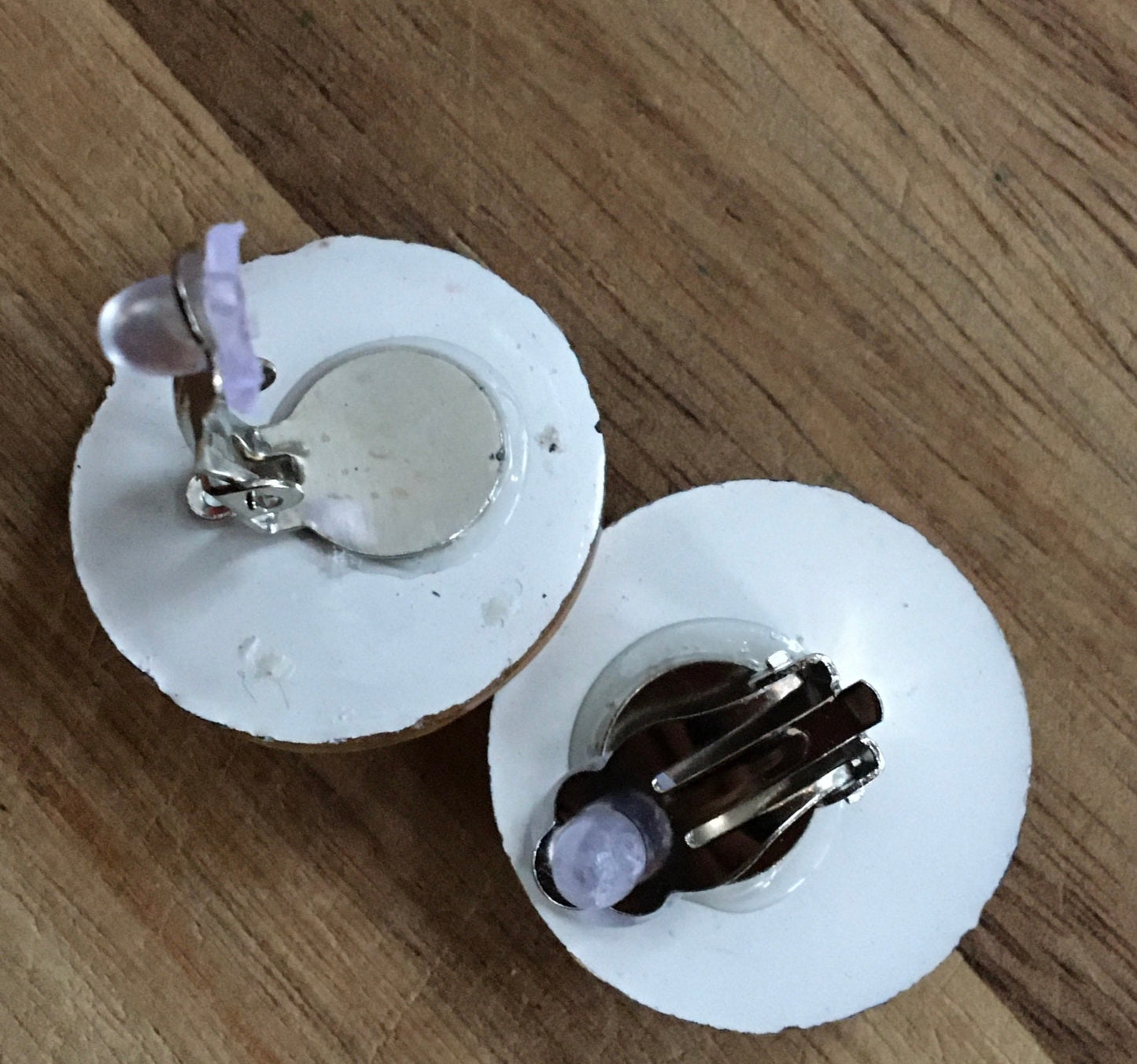 Vintage faceted floral patterned clip on button style earrings