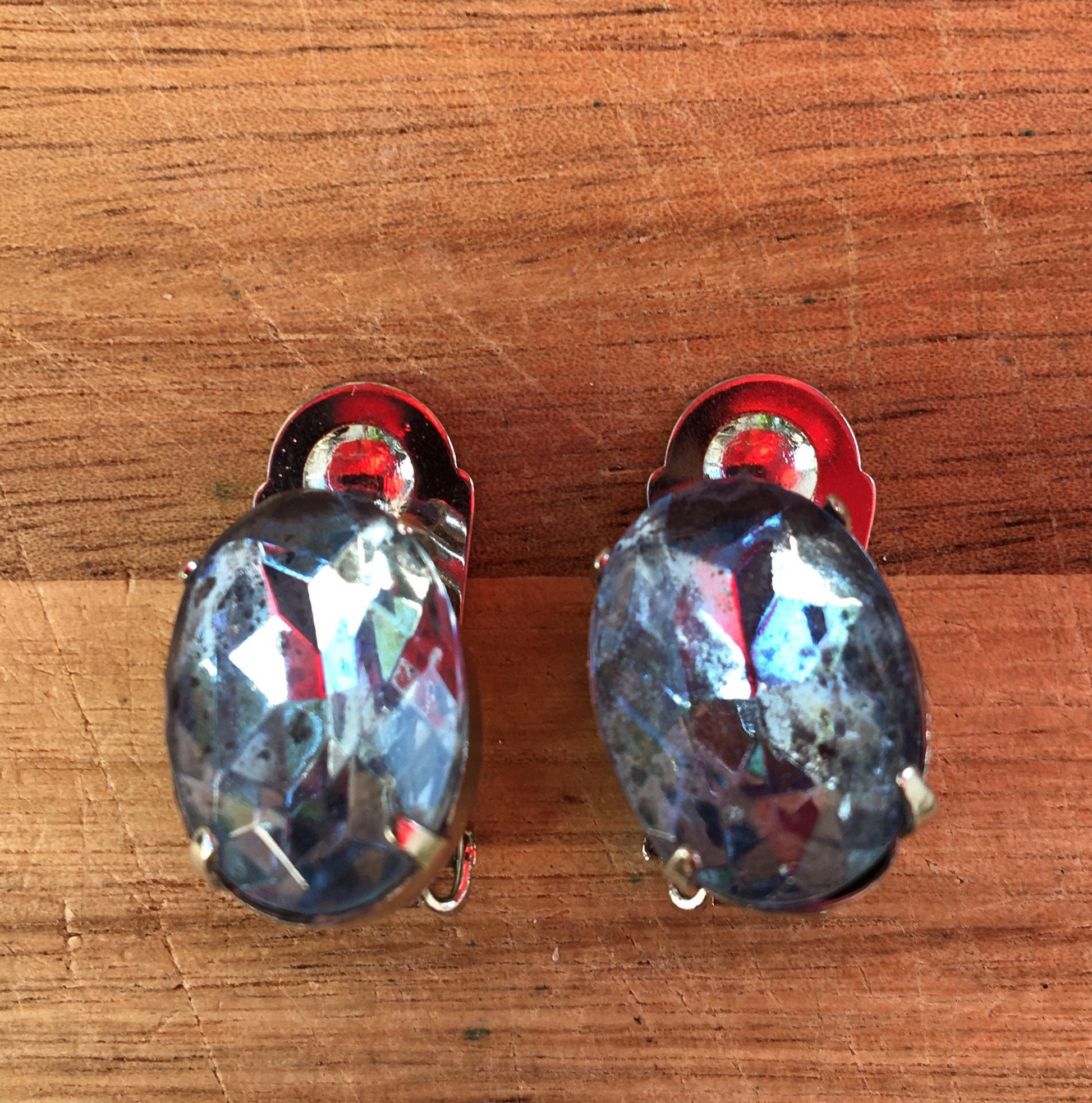 vintage rhinestone clip on earrings
