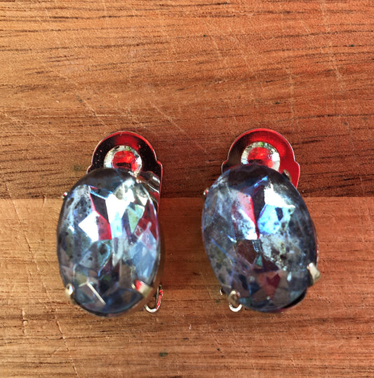 vintage rhinestone clip on earrings