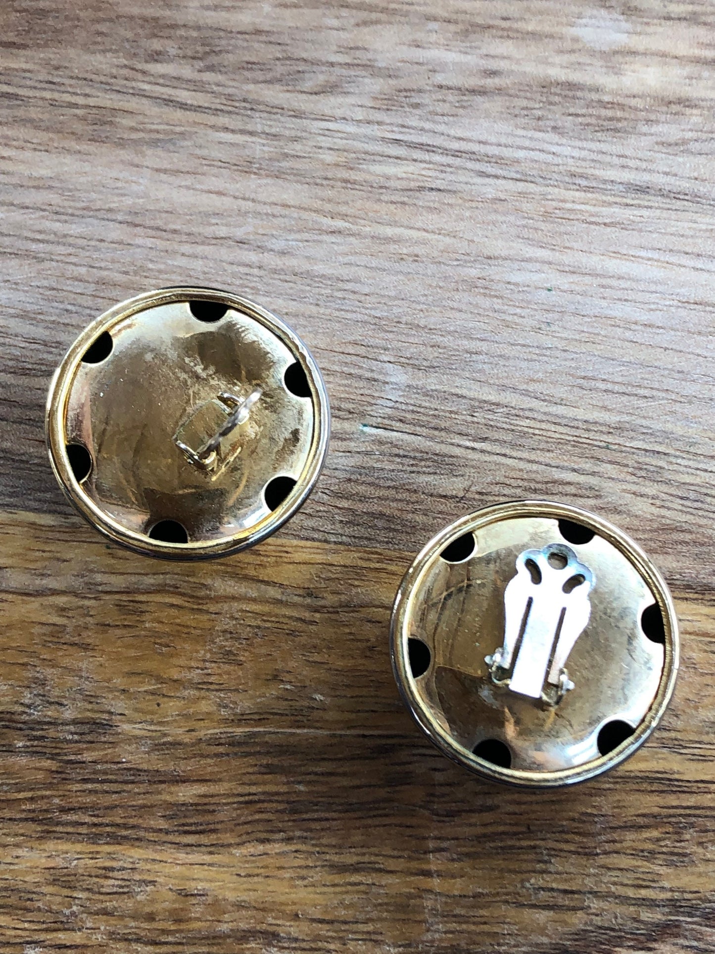 Vintage rough gold coloured dome Clip On Earrings