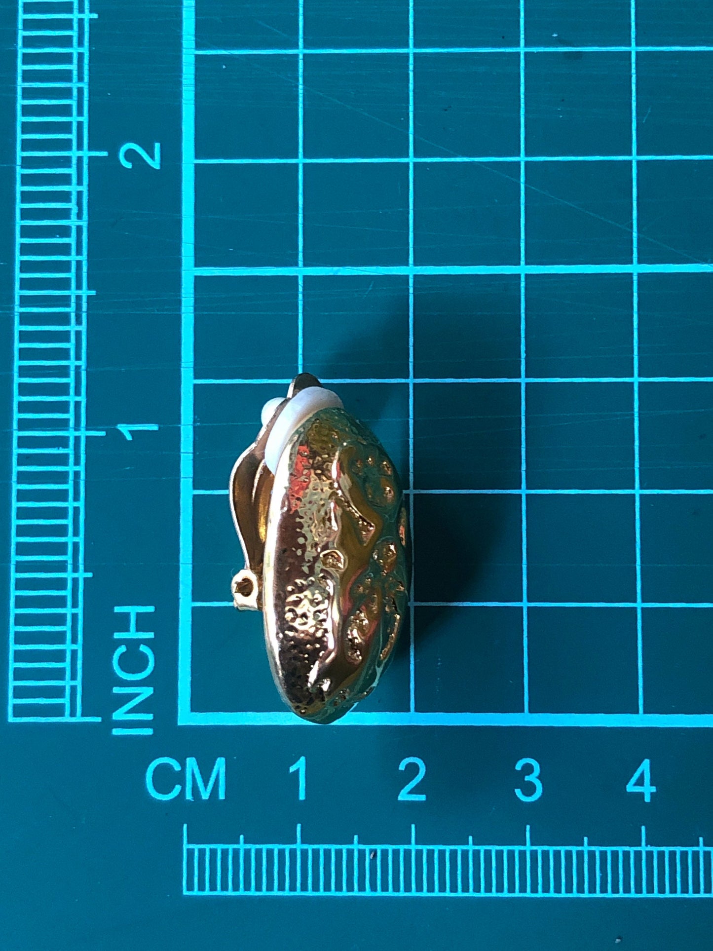 Vintage gold oval clip on earrings, textured finish (no piercing)