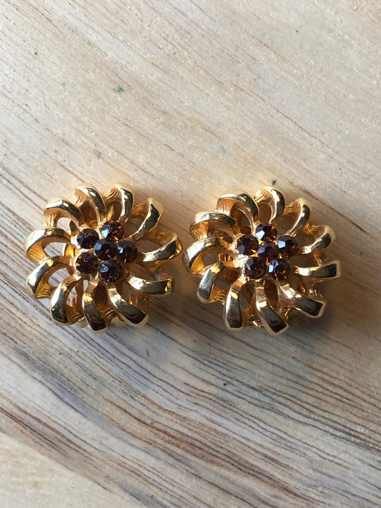 vintage rhinestone clip on earrings