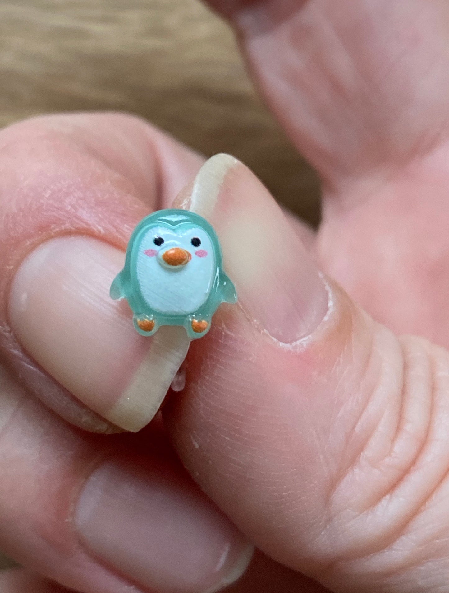 Tiniest little penguin invisible clip on earrings, blue penguin earrings, no pierce earrings for unpierced ears