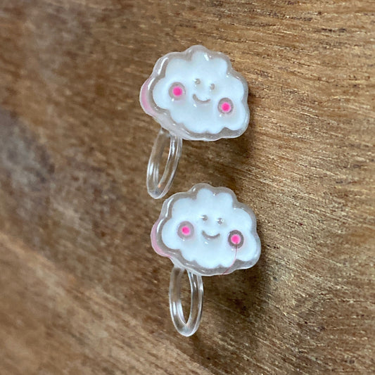 tiny little cloud invisible plastic clip on earrings