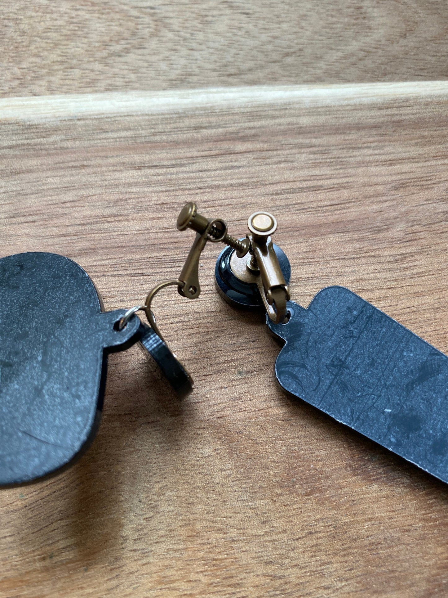 Oversized clip on earrings, exclamation point and question mark black and white screwback earrings