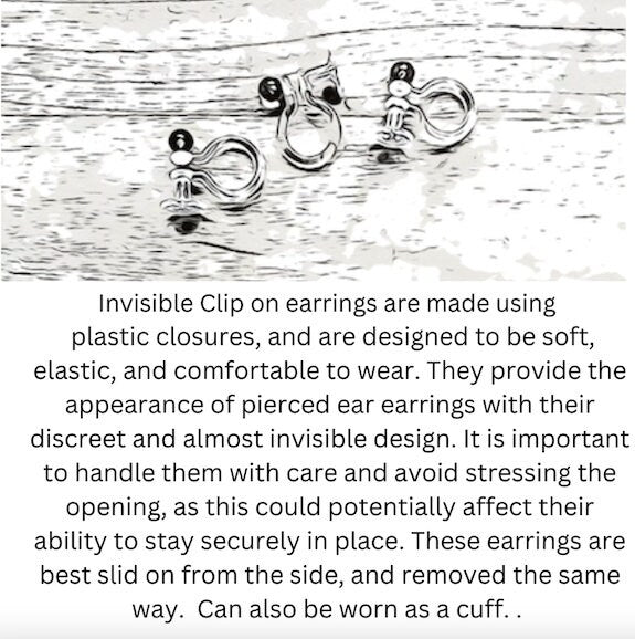 Dangling invisible hoop clip on earrings, lightweight golden hoop earrings on plastic closures