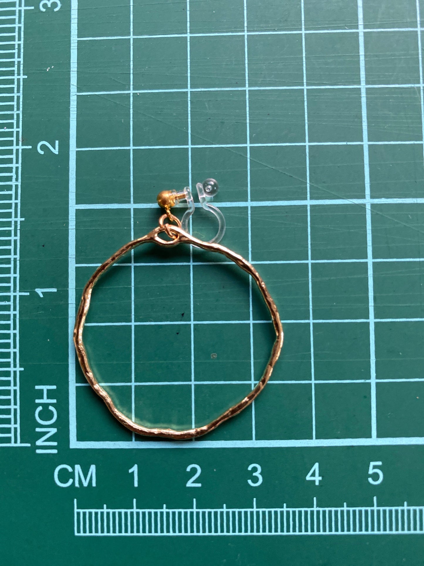 Dangling invisible hoop clip on earrings, lightweight golden hoop earrings on plastic closures