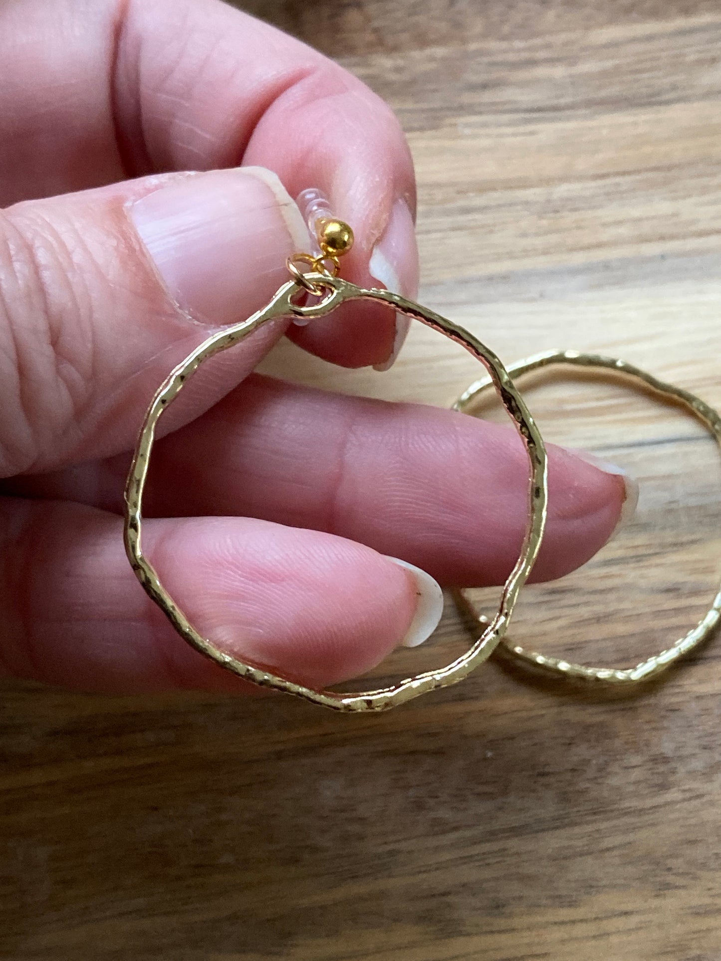 Dangling invisible hoop clip on earrings, lightweight golden hoop earrings on plastic closures