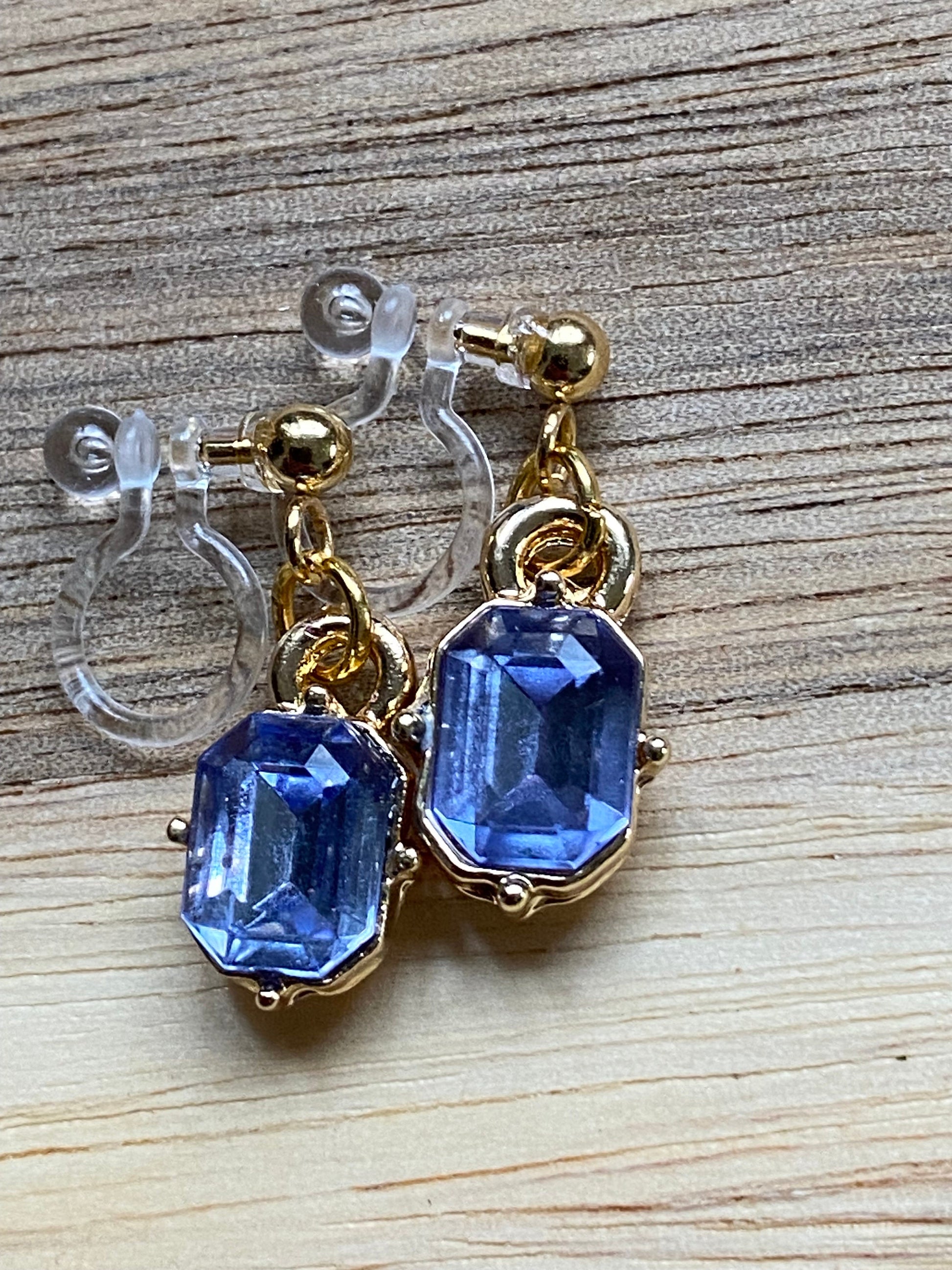 dangling tiny rhinestone clip on earrings, invisible clip on earrings