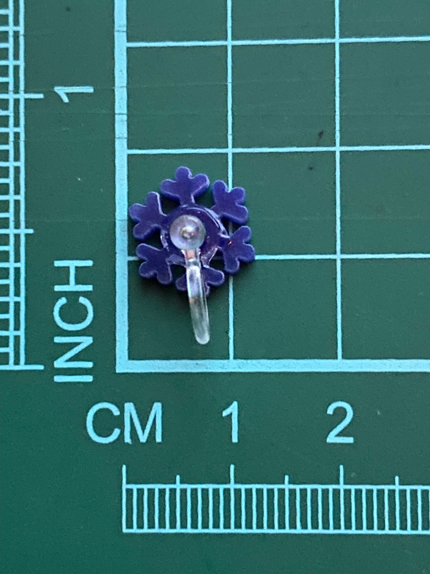 Tiniest blue glitter Christmas invisible clip on earrings, snowflake earrings, no pierce earrings for unpierced ears