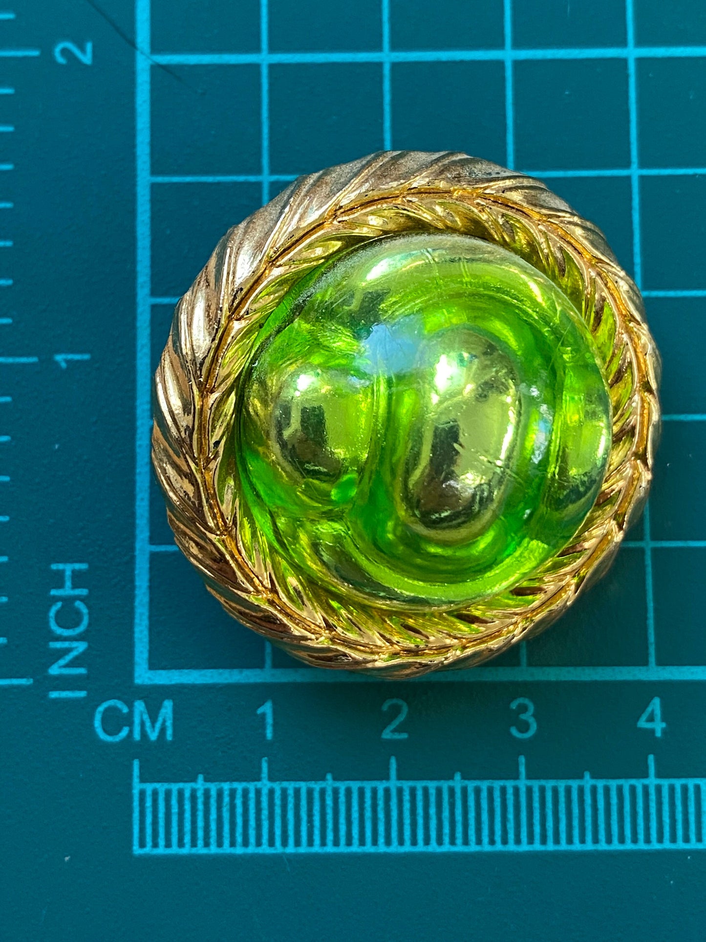 Vintage clip on giant neon green acrylic gem  earrings