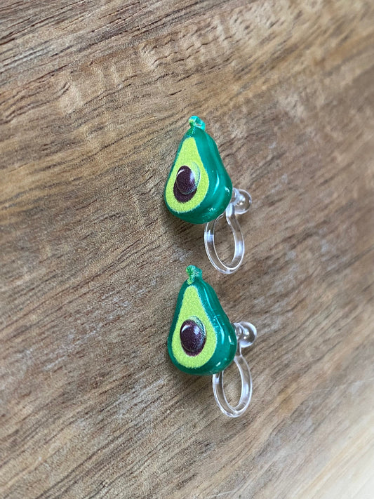 tiny fruit or vegetable clip on earrings, invisible clip on earrings, kiwi, corn, dragonfruit or avacado earrings