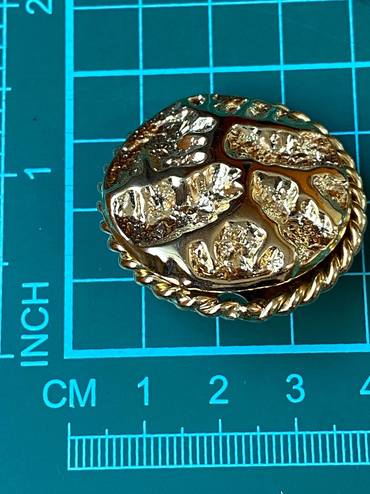 Vintage gold clip on earrings, round gold button earrings