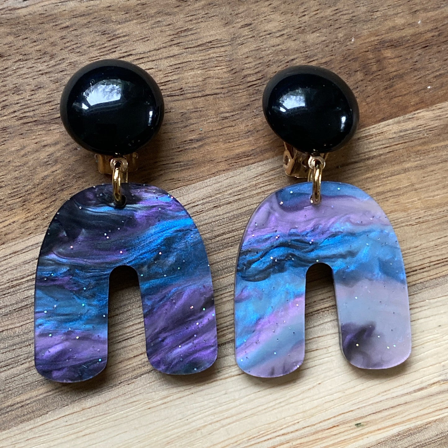Trendy Dangling acetate arch clip on earrings