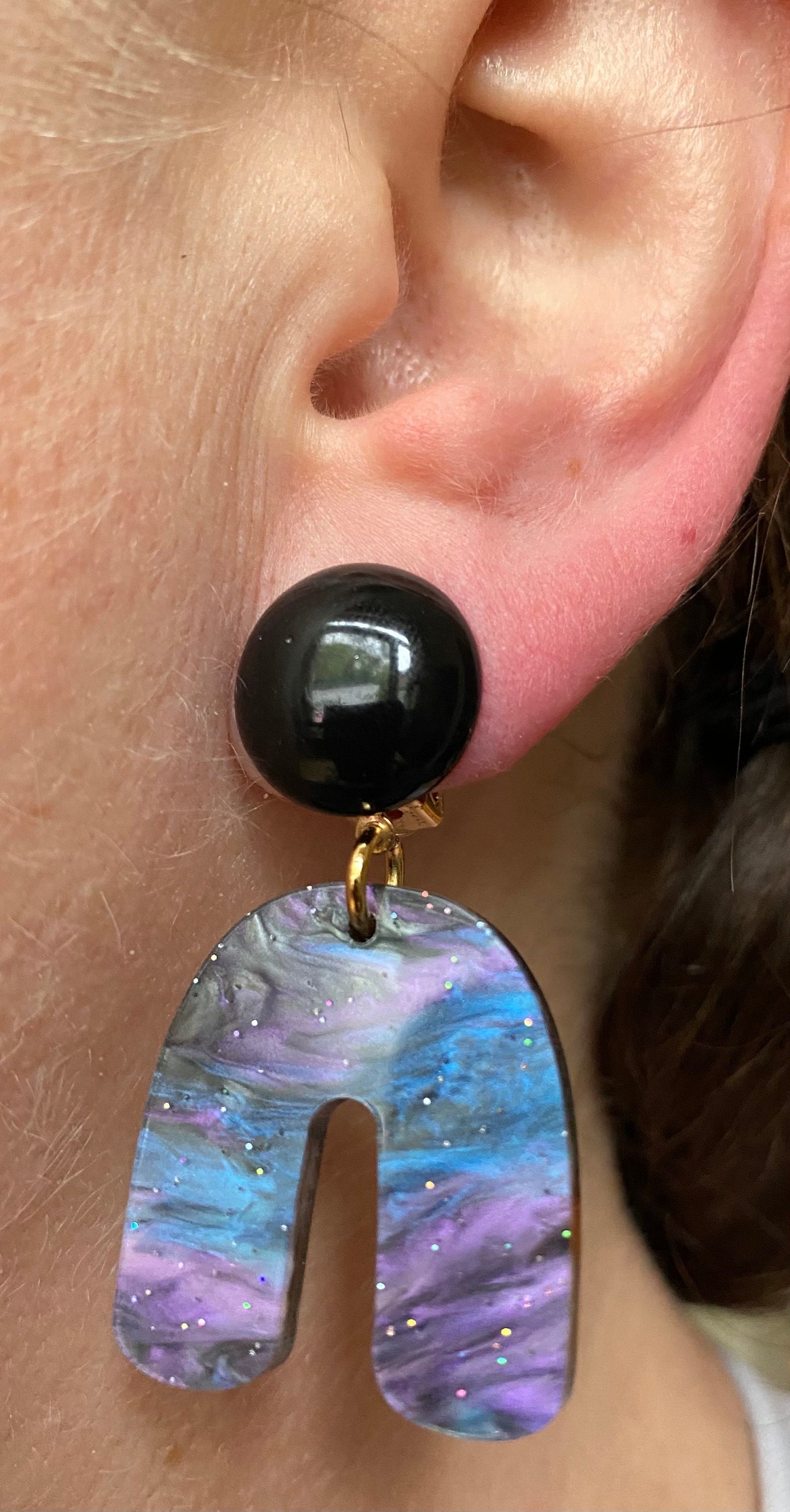 Trendy Dangling acetate arch clip on earrings
