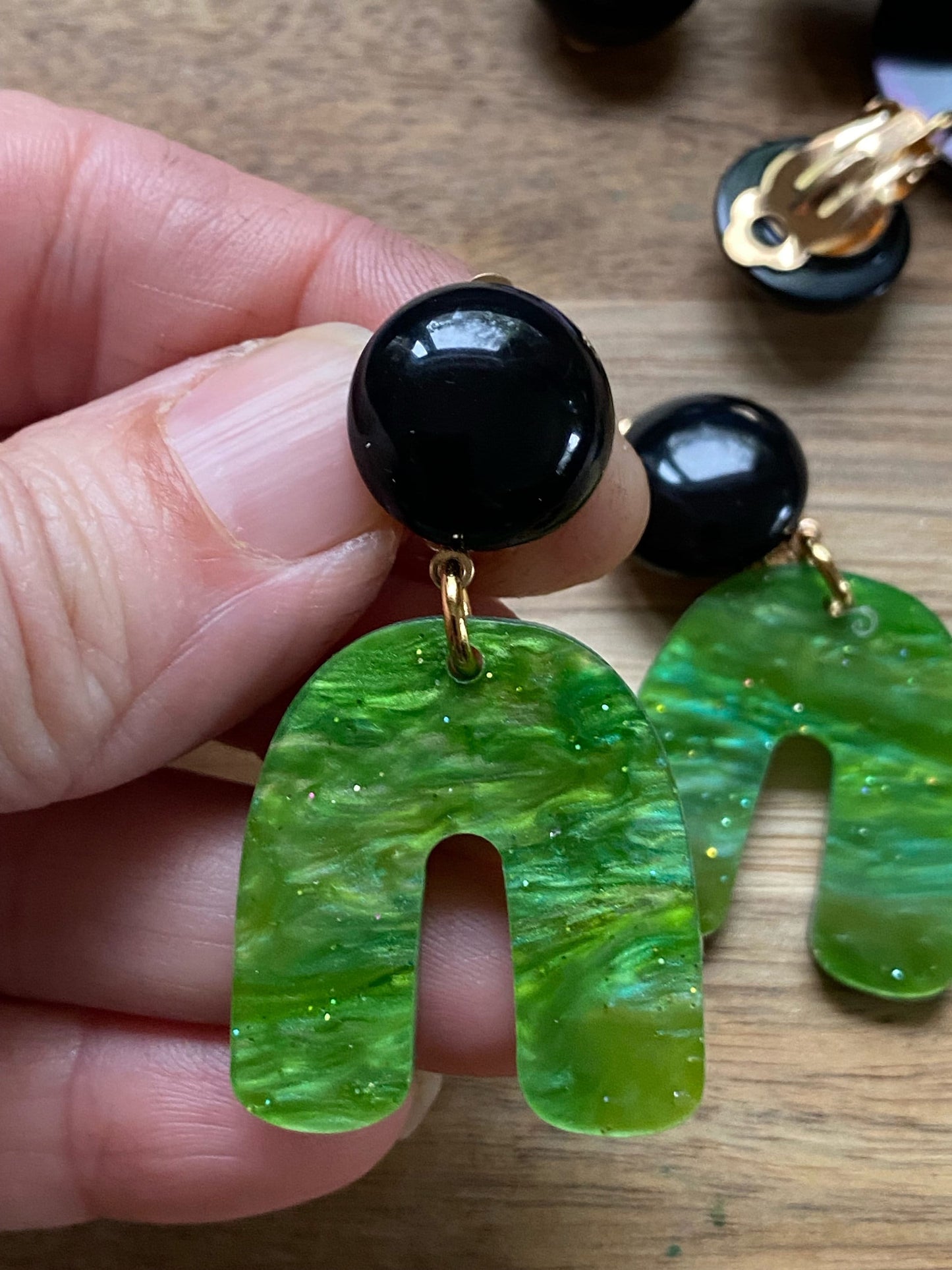 Trendy Dangling acetate arch clip on earrings