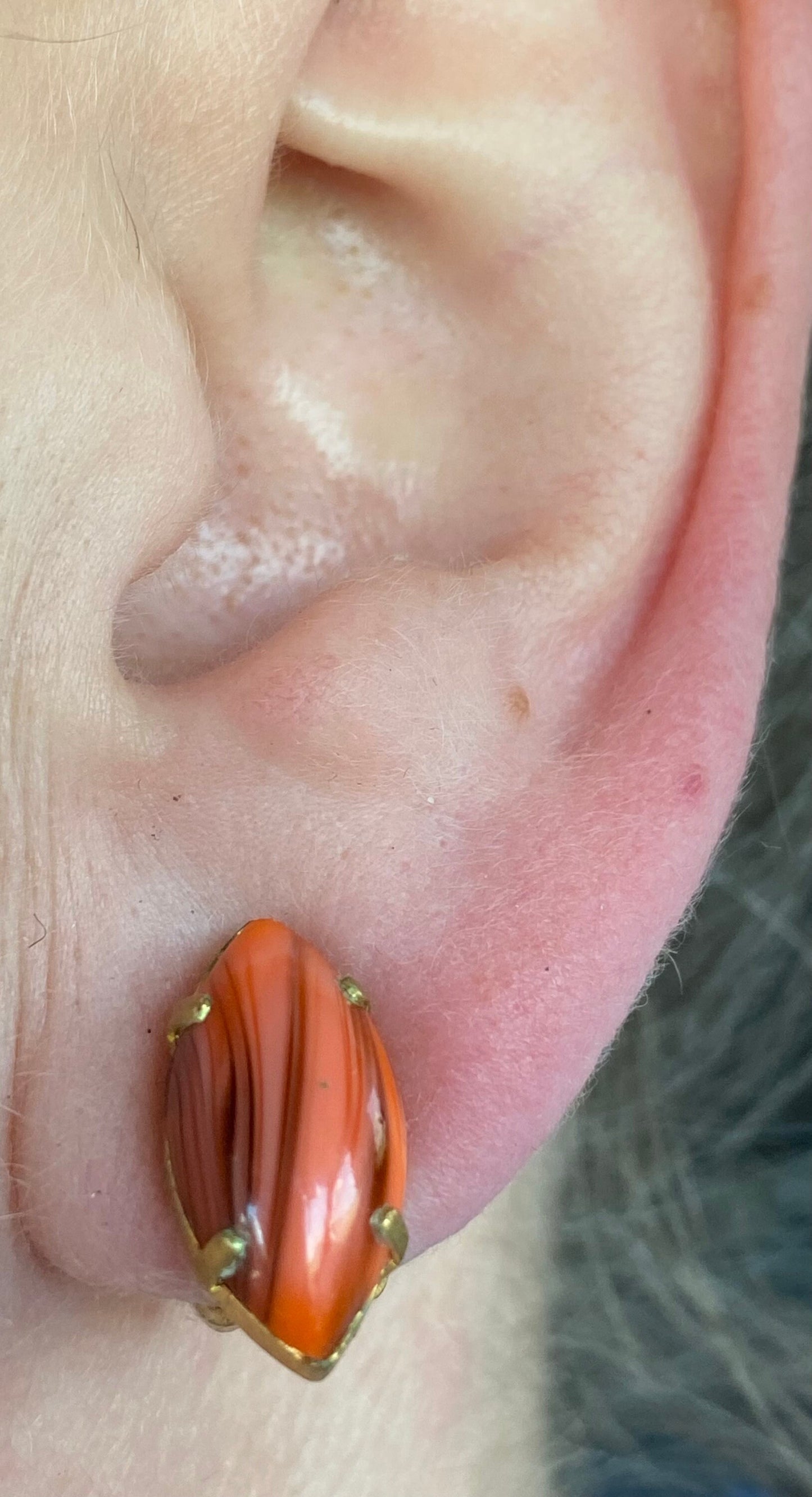 Vintage clip on orange navette earrings