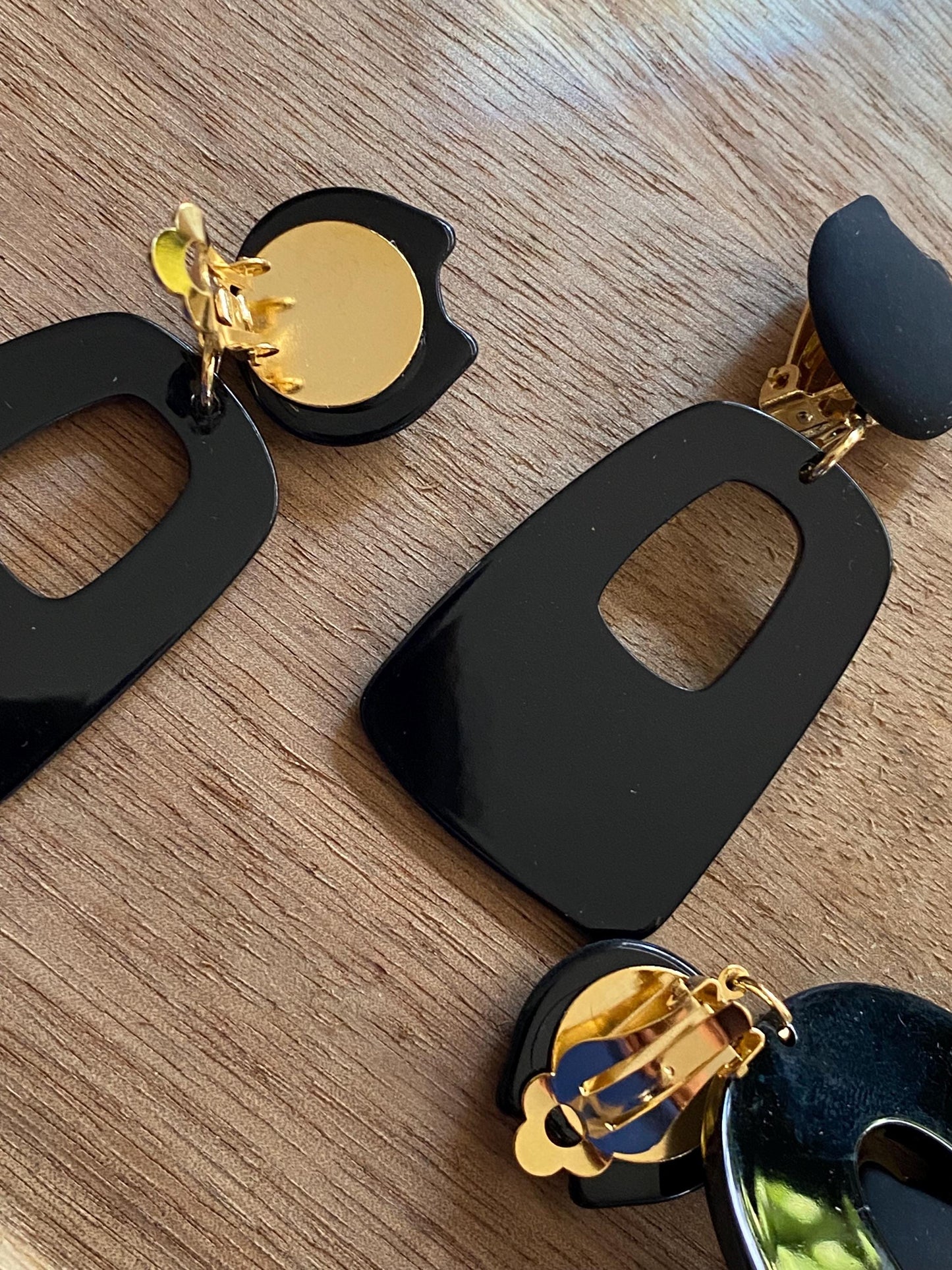Catty clip ons! Large clip on acrylic arch or hoop earrings with cat-shaped closures