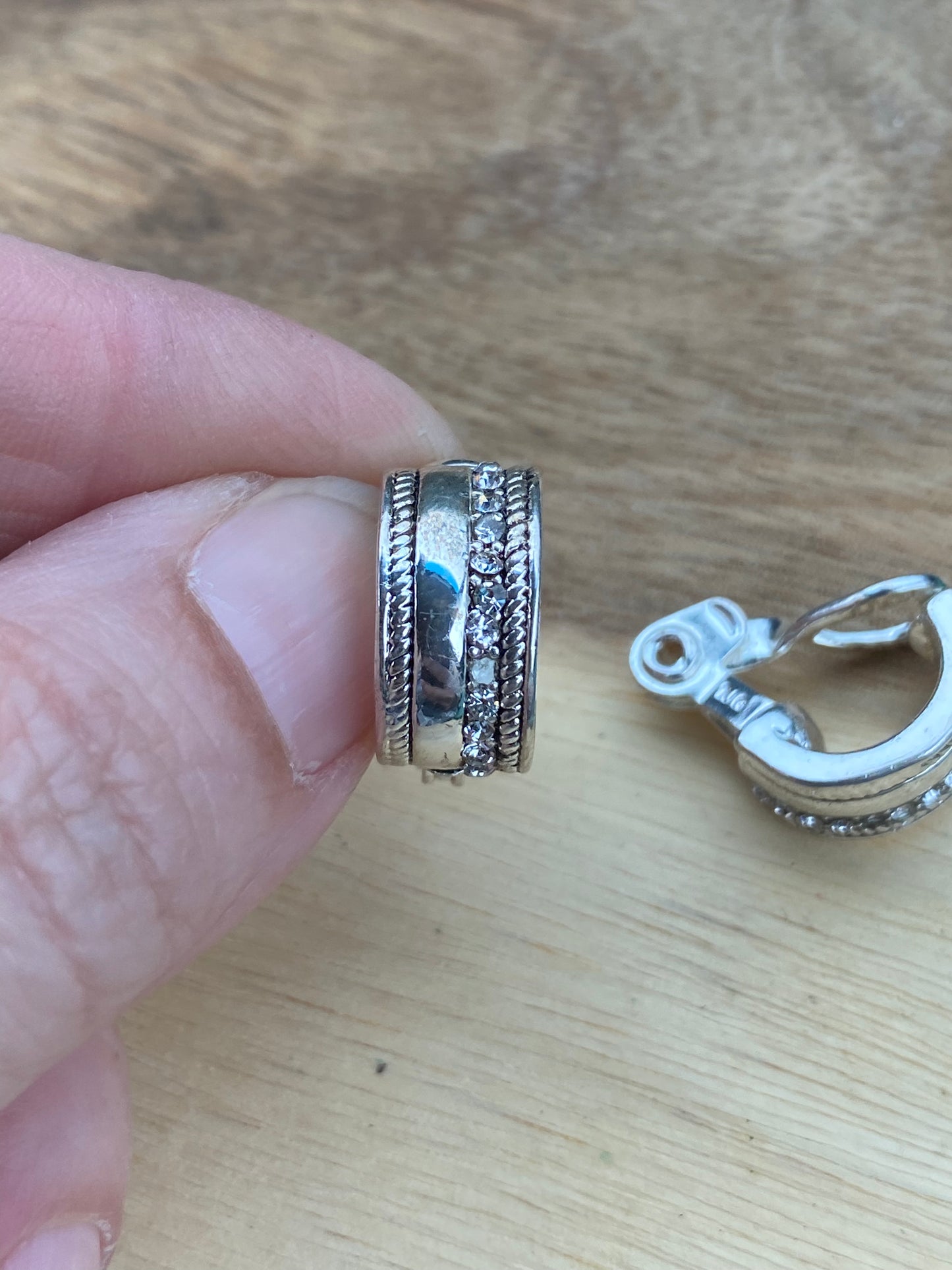 Vintage Napier clip on silver hoop earrings