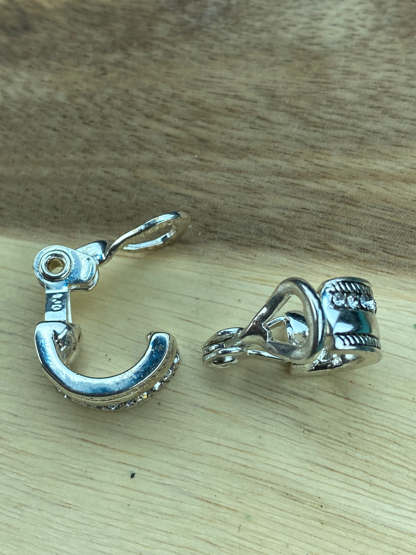 Vintage Napier clip on silver hoop earrings