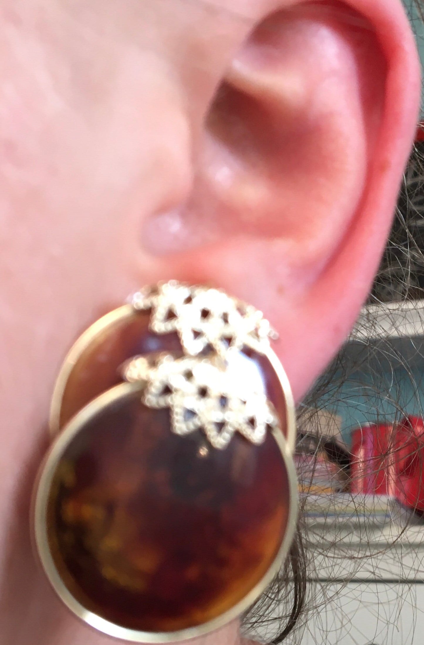 Vintage tortoiseshell cabochon clip on earrings