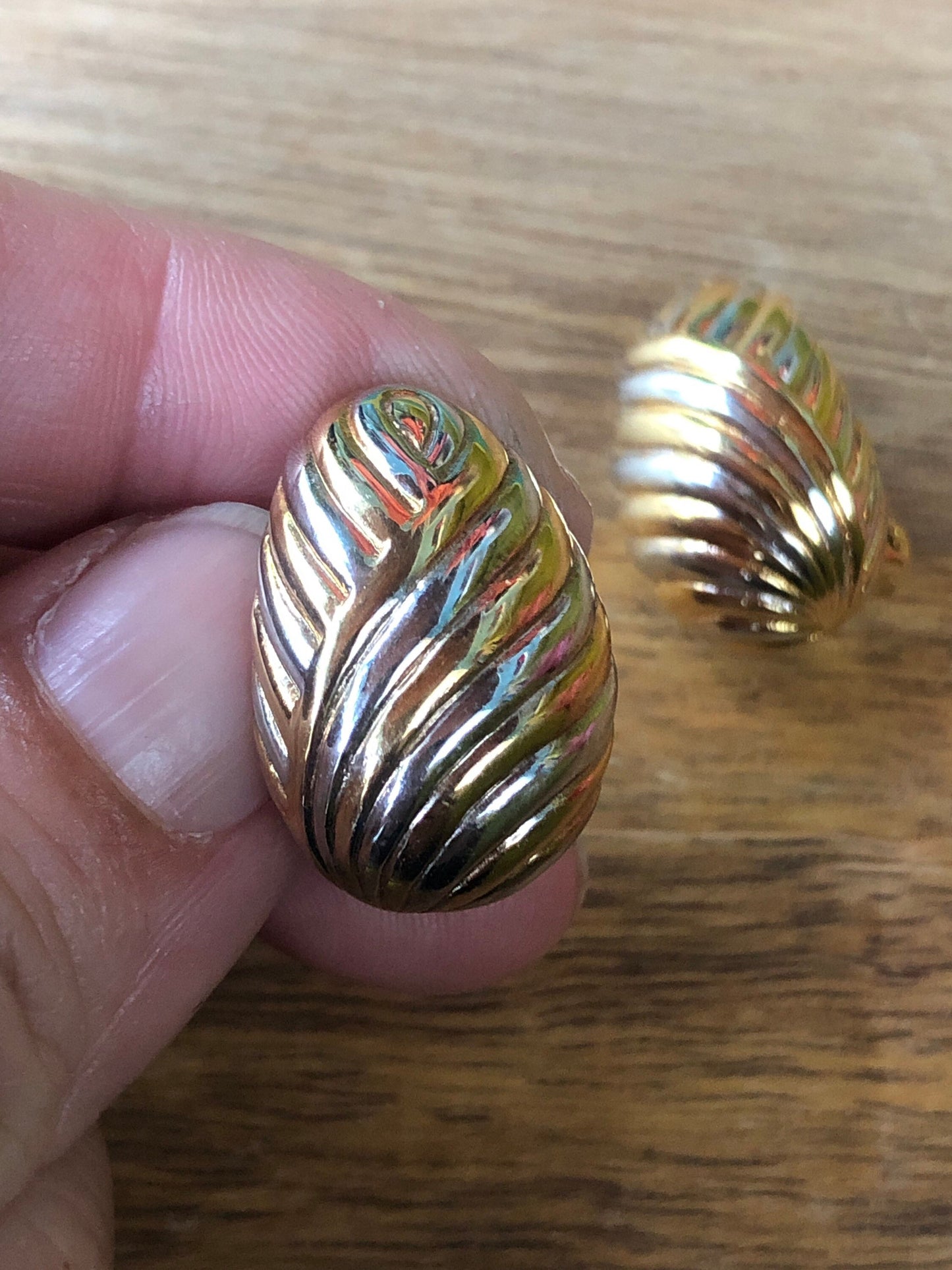 Vintage gold and silver coloured teardrop clip on earrings