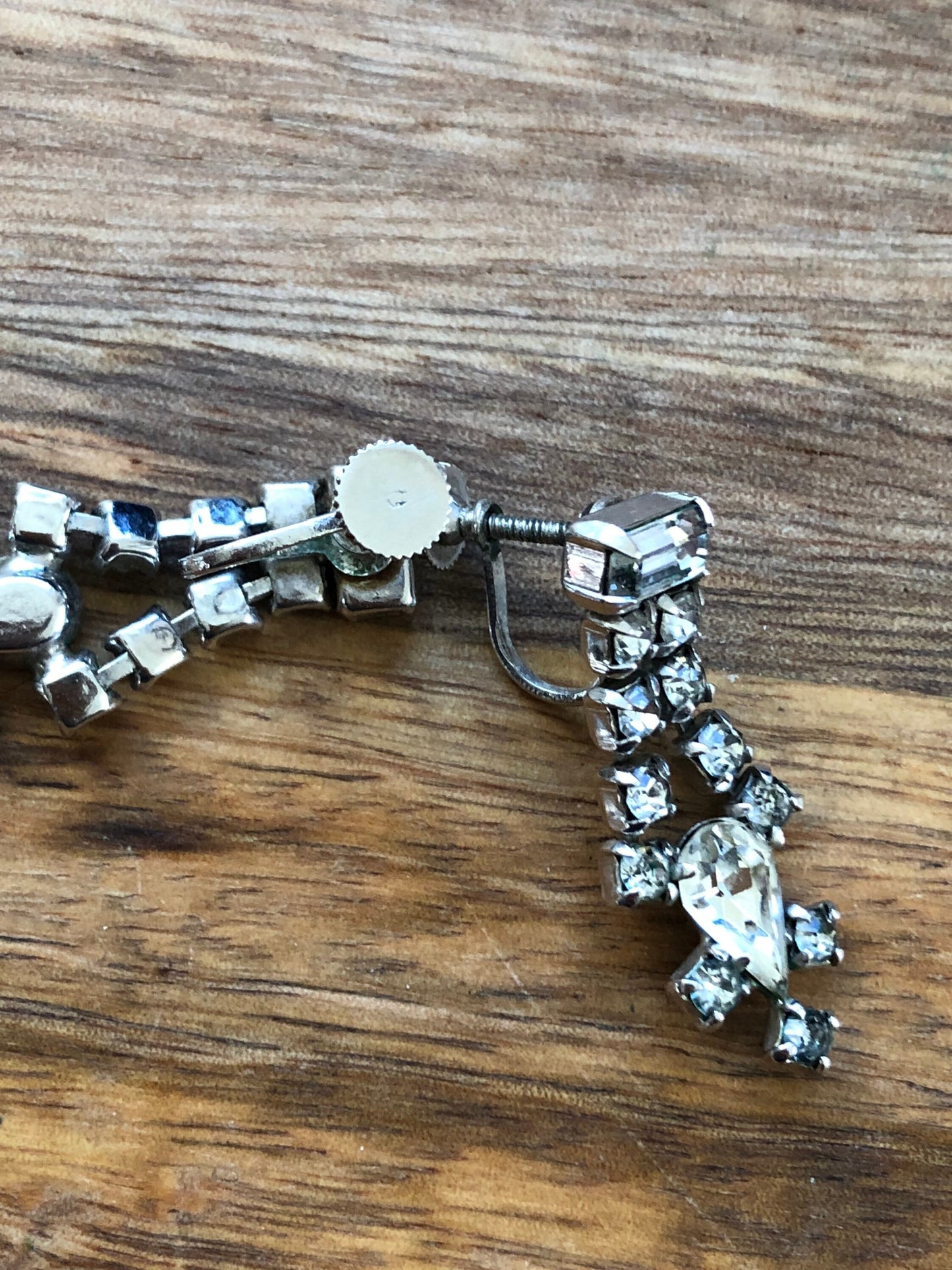Vintage dangling rhinestone screwback earrings (clip on |no pierce)