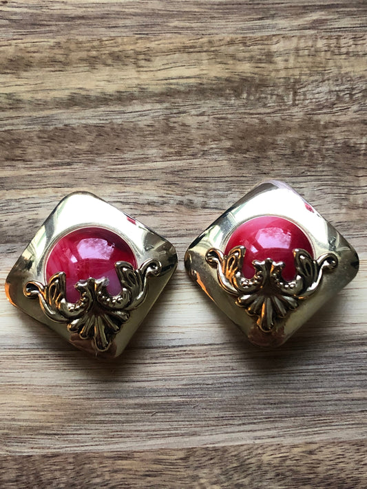 vintage clip on button earrings