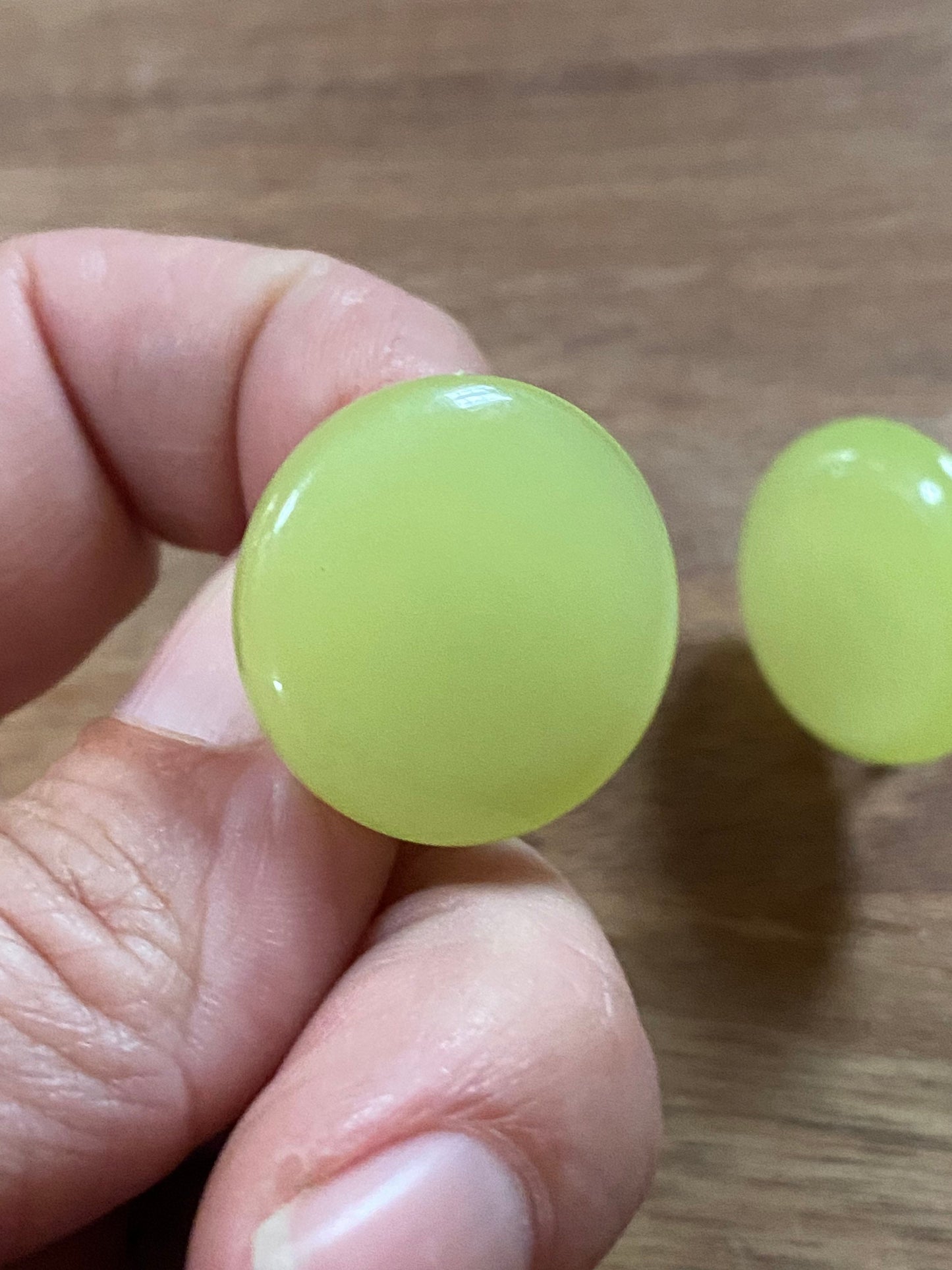 Vintage luminous lemon moonglow dome clip on earrings | screwback yellow earrings