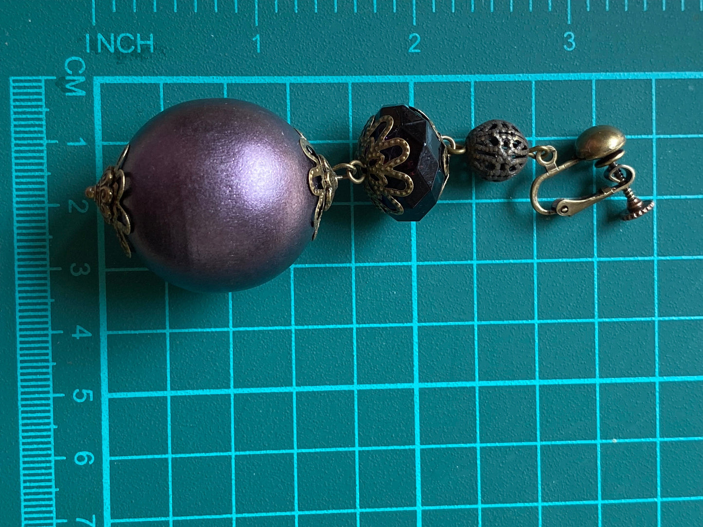 Dangling purple queen sized boho clip on earrings, dangling screwback earrings