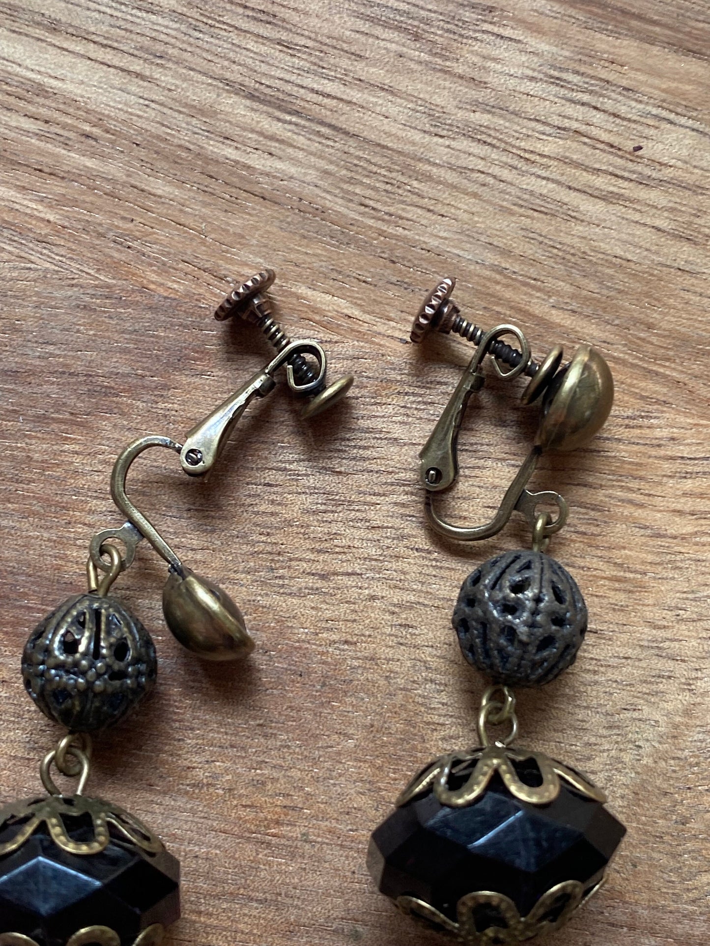 Dangling purple queen sized boho clip on earrings, dangling screwback earrings