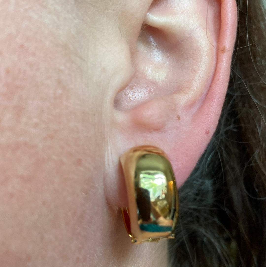 Minimalist Gold Clip on Hoop Earrings with spring closures