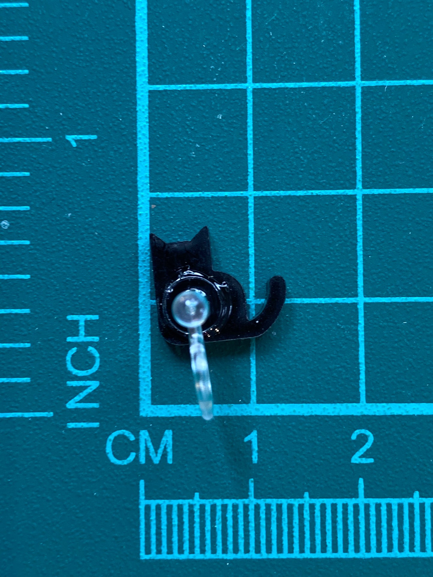 Tiny black cat invisible clip on earrings