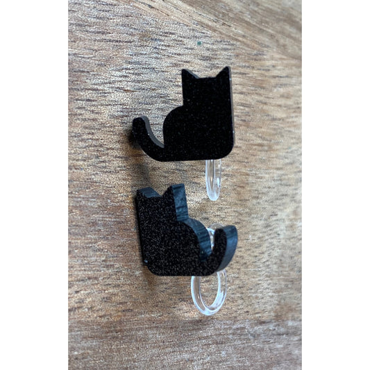 Tiny black cat invisible clip on earrings