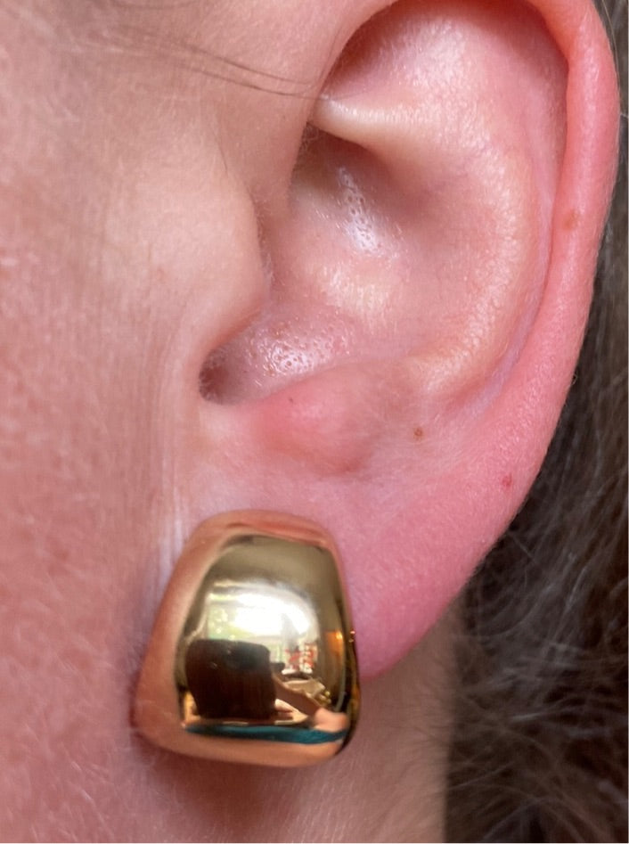 Small minimalist gold dome clip on earrings
