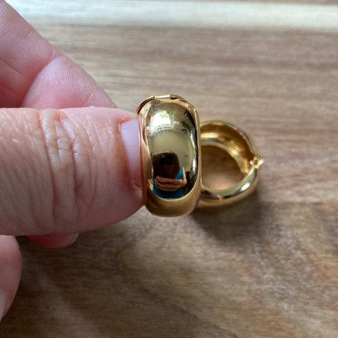 Minimalist Gold Clip on Hoop Earrings with spring closures