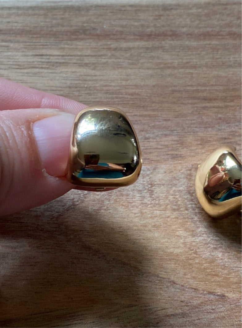 Small minimalist gold dome clip on earrings